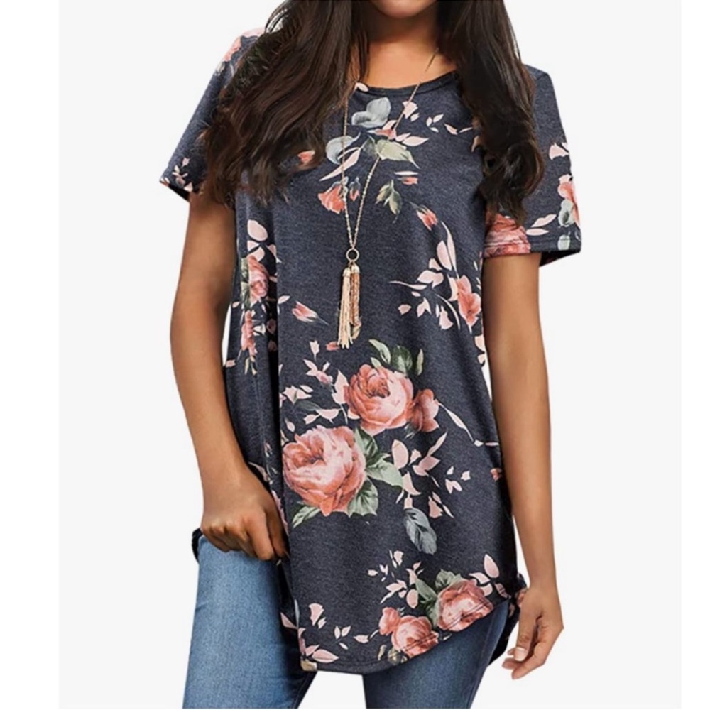 Twenty Ten Floral Tee Blue Size Large